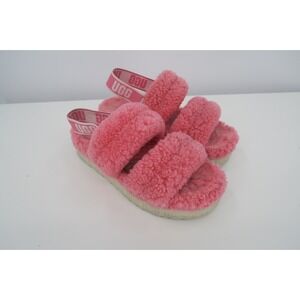 UGG Fluff Yeah Slide Slippers Pink Furry Platform Women's Size‎ 11